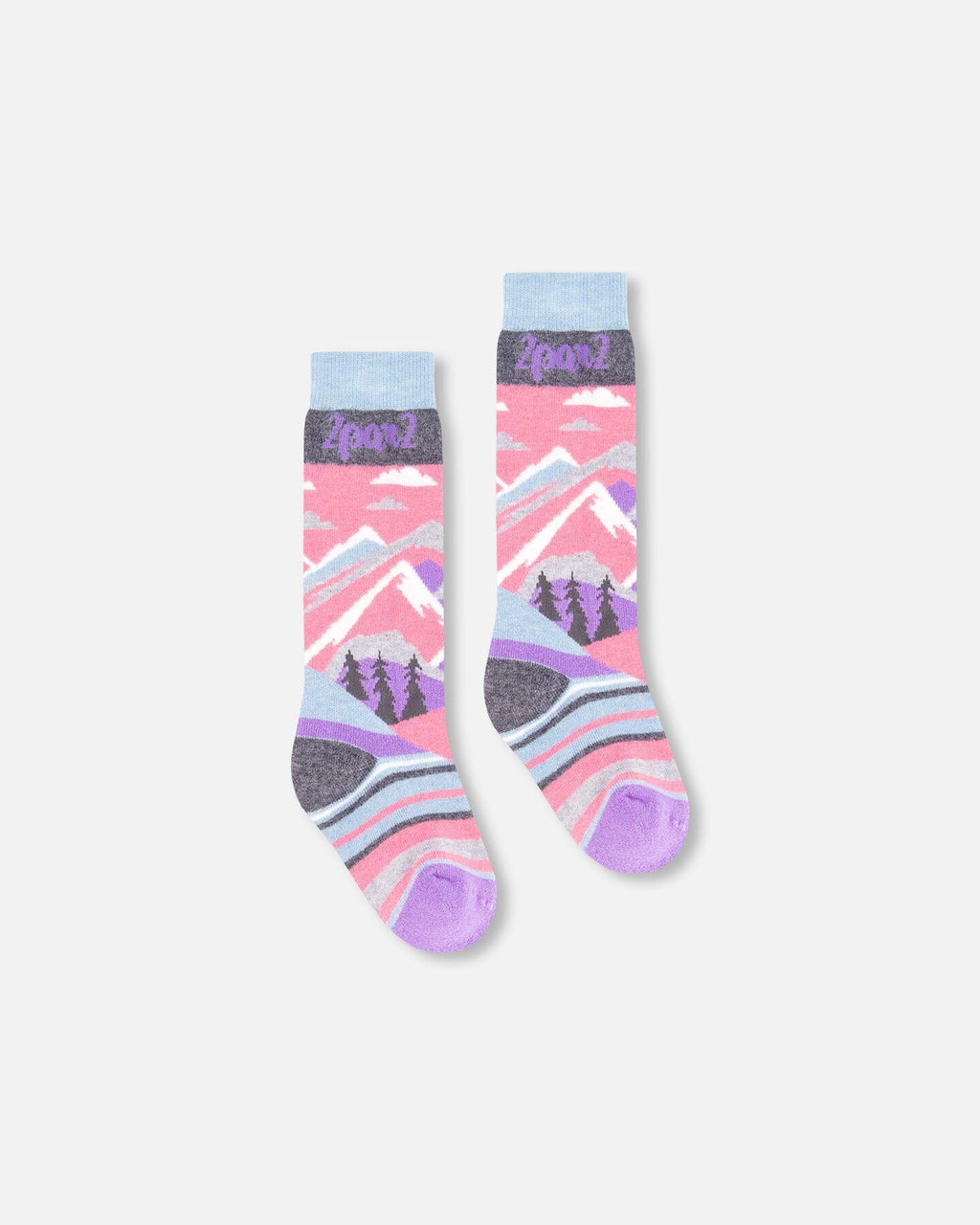 Winter Ski Socks With Merino Wool Pink