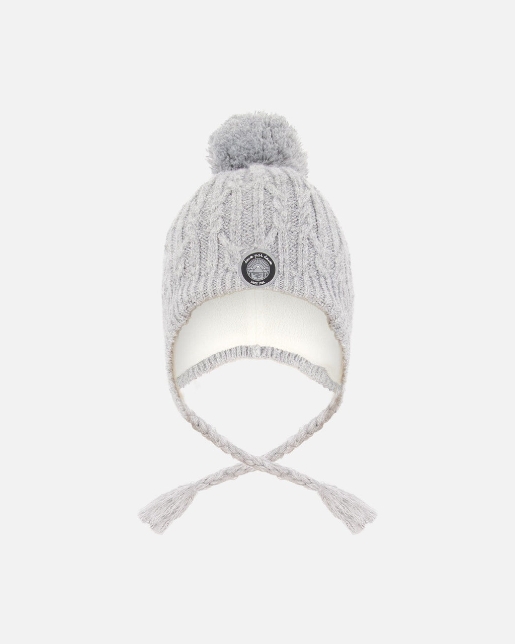 Lined Winter Hat With Pompom Heather Gray