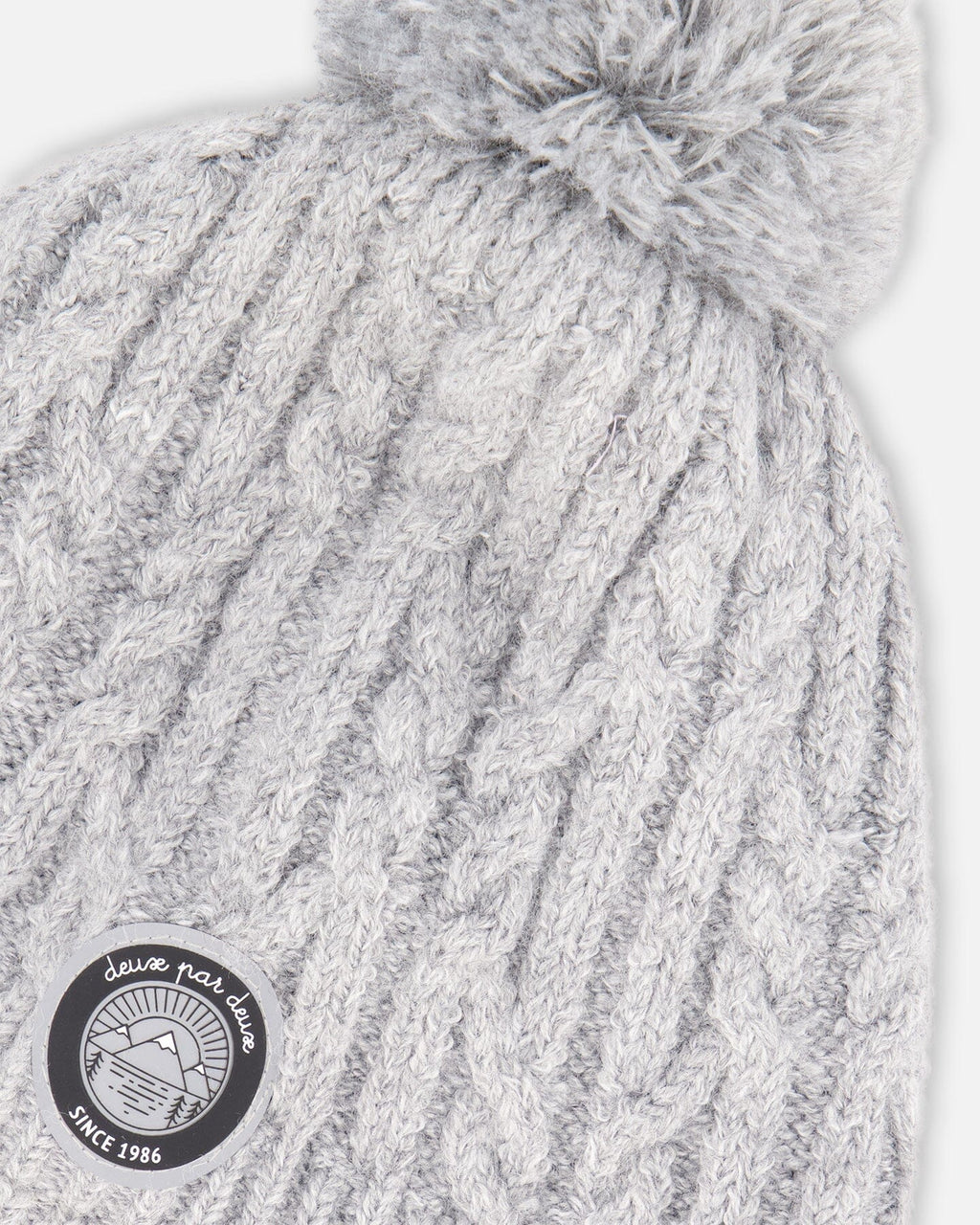 Lined Winter Hat With Pompom Heather Gray