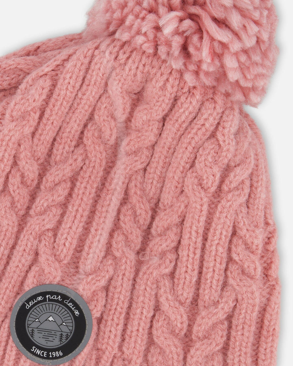 Lined Winter Hat With Pompom Dusty Pink
