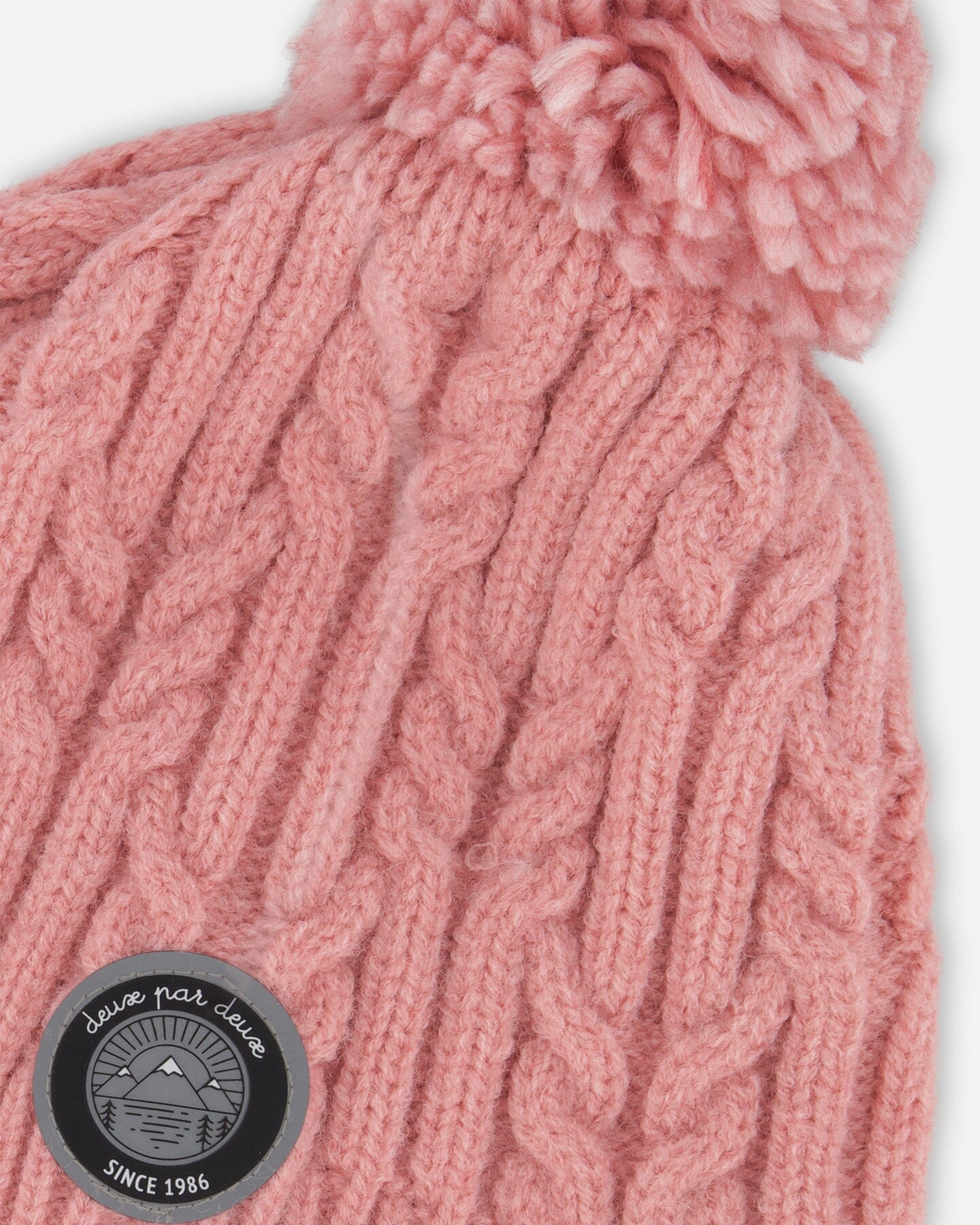 Lined Winter Hat With Pompom Dusty Pink