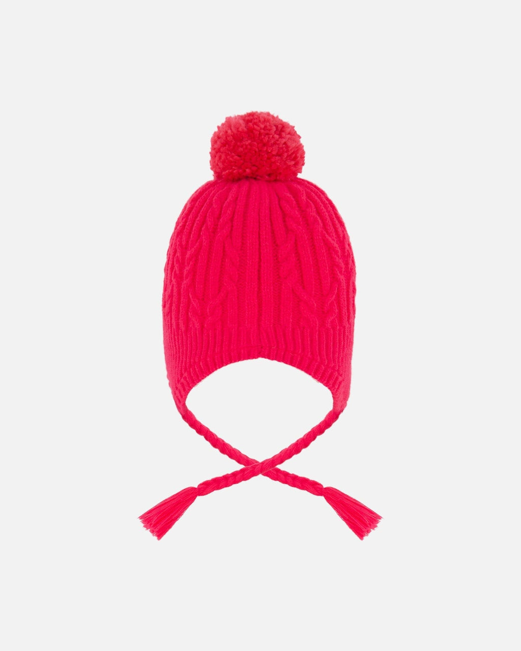 Lined Winter Hat With Pompom Flash Coral