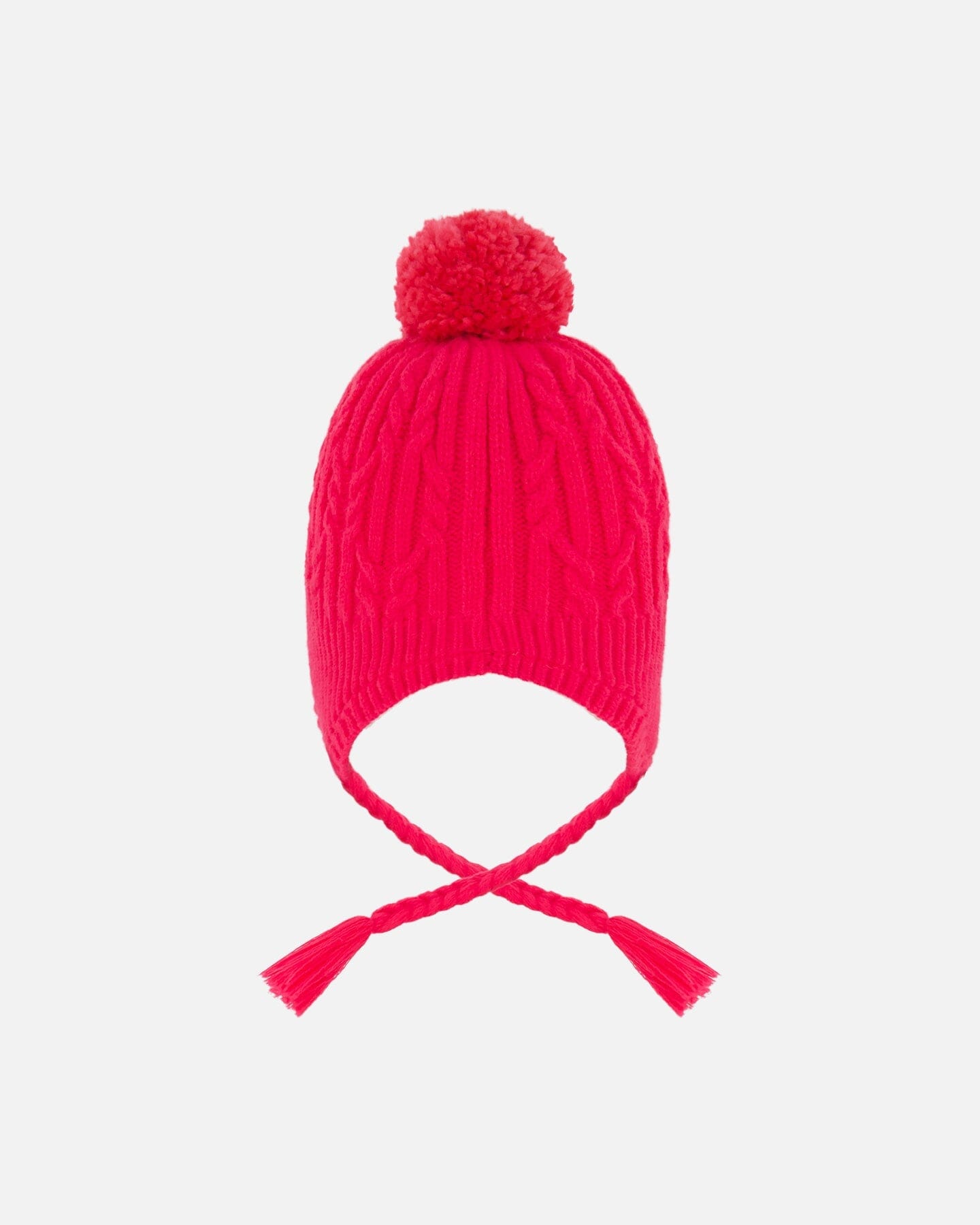 Lined Winter Hat With Pompom Flash Coral