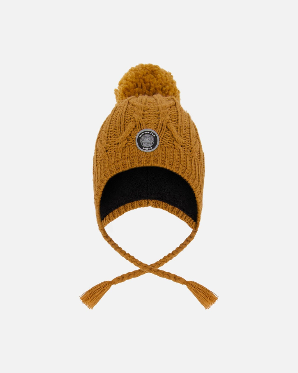 Lined Winter Hat With Pompom Brown Sugar