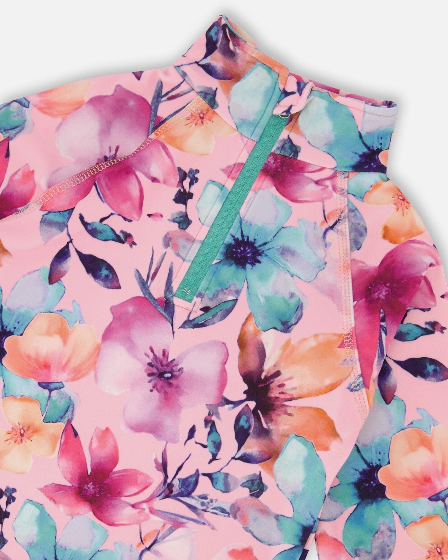 Two-Piece Thermal Underwear Set Pink Watercolor Flower Print