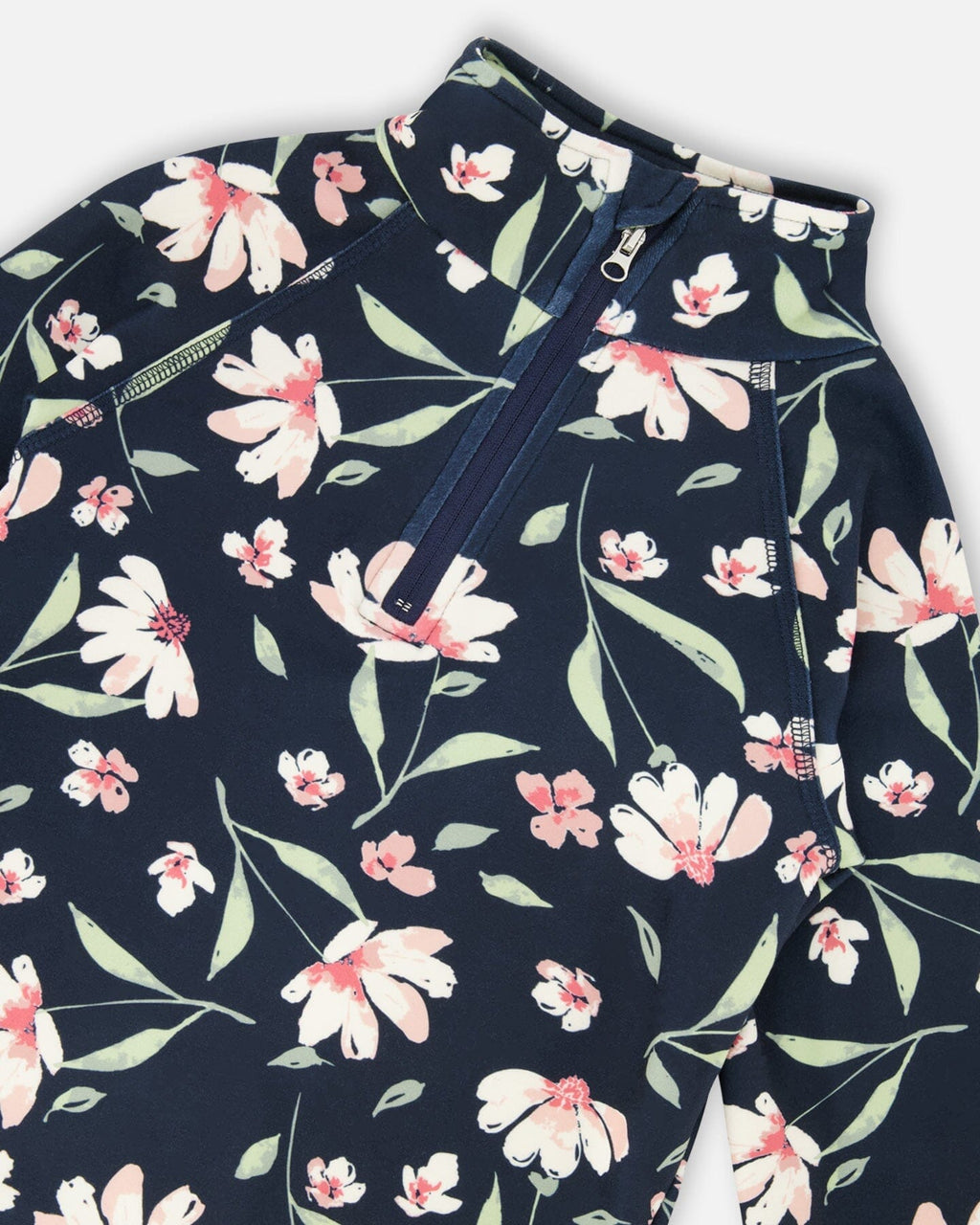 Two-Piece Thermal Underwear Set Navy Flower Print