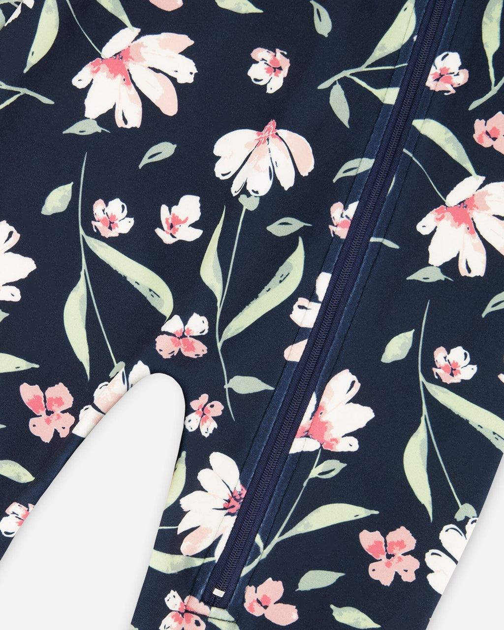 One-Piece Thermal Underwear Navy Flower Print