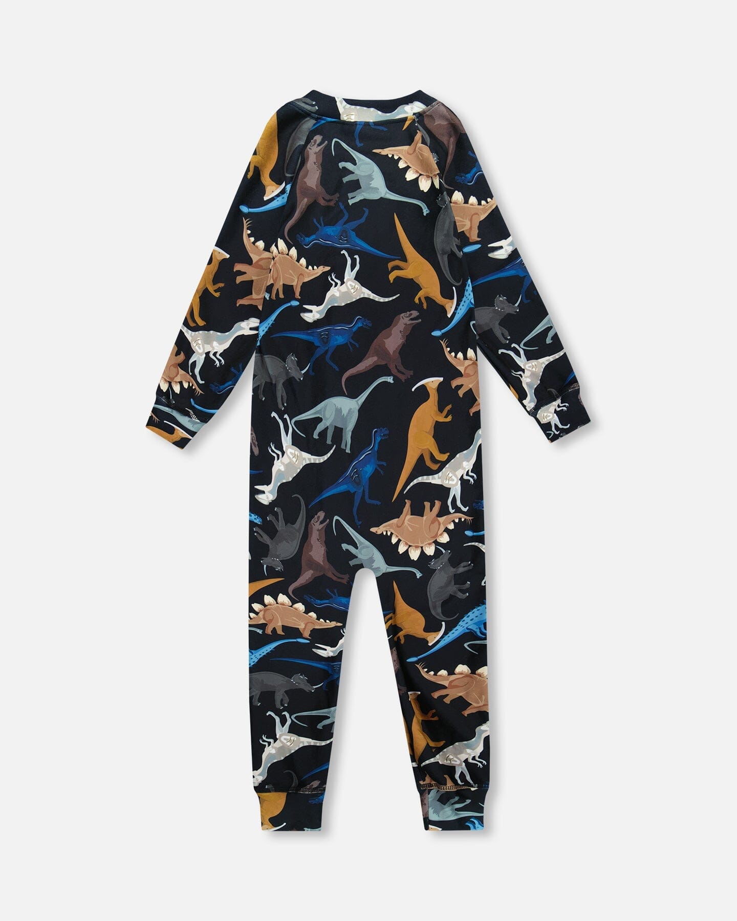One-Piece Thermal Underwear Black Dinosaur Print