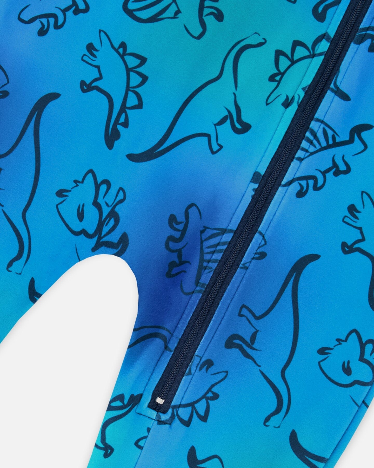 One-Piece Thermal Underwear Blue Gradient Dinosaur Print