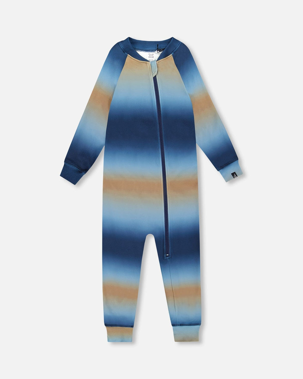 One-Piece Thermal Underwear Blue And Beige Gradient