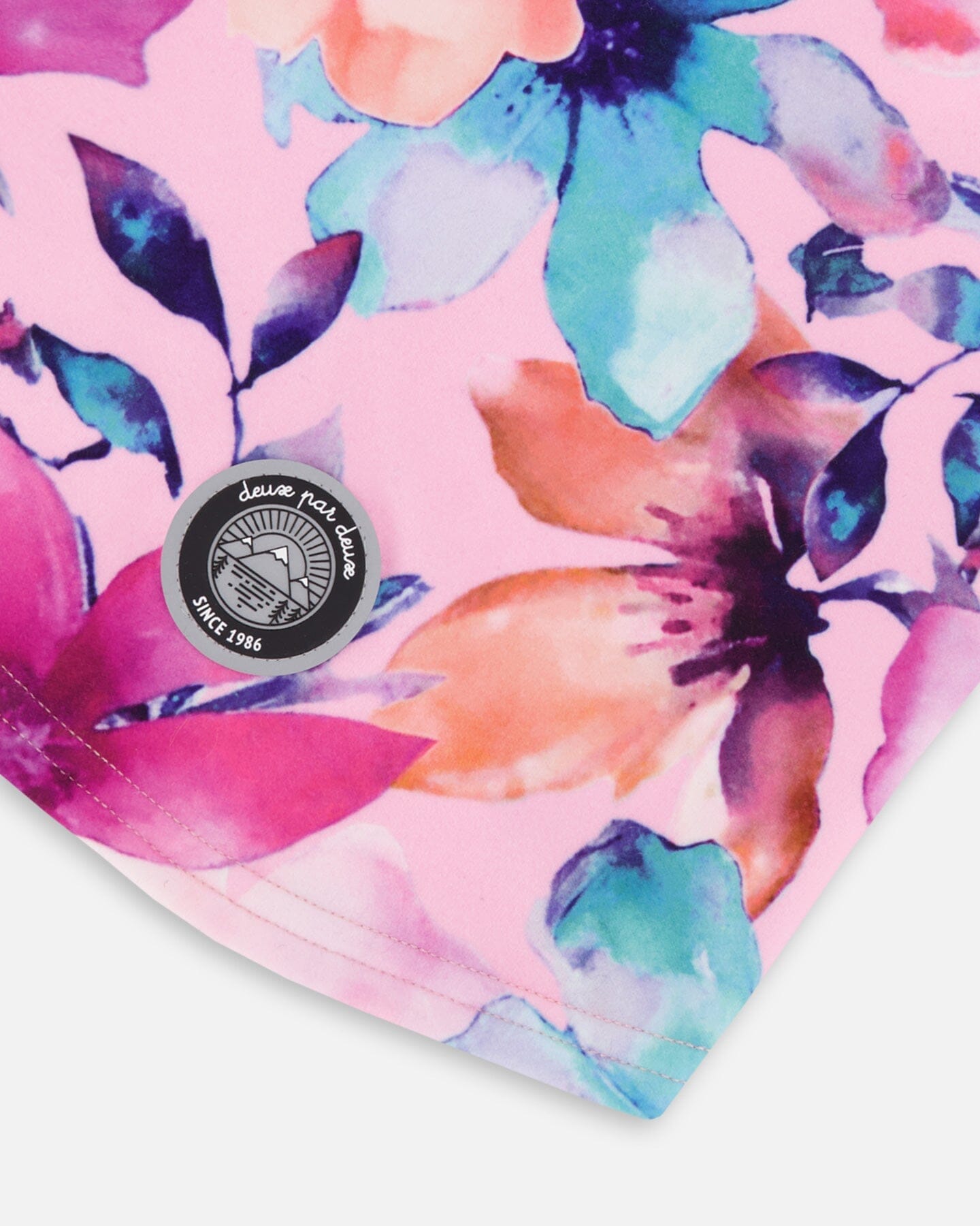 Brushed Jersey Balaclava Pink Watercolor Flower Print