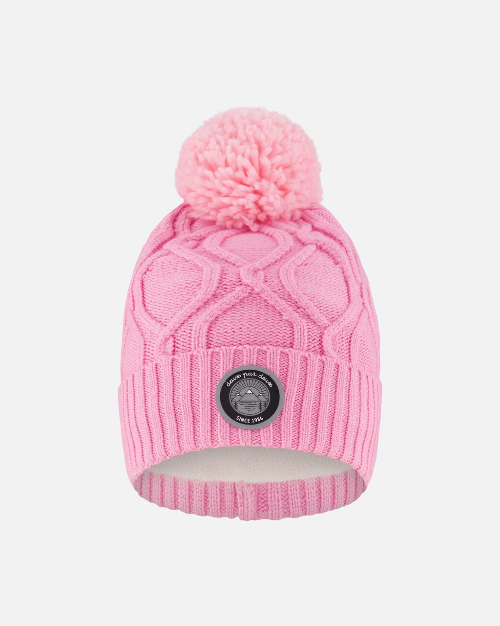 Lined Knit Pompom Hat Pink