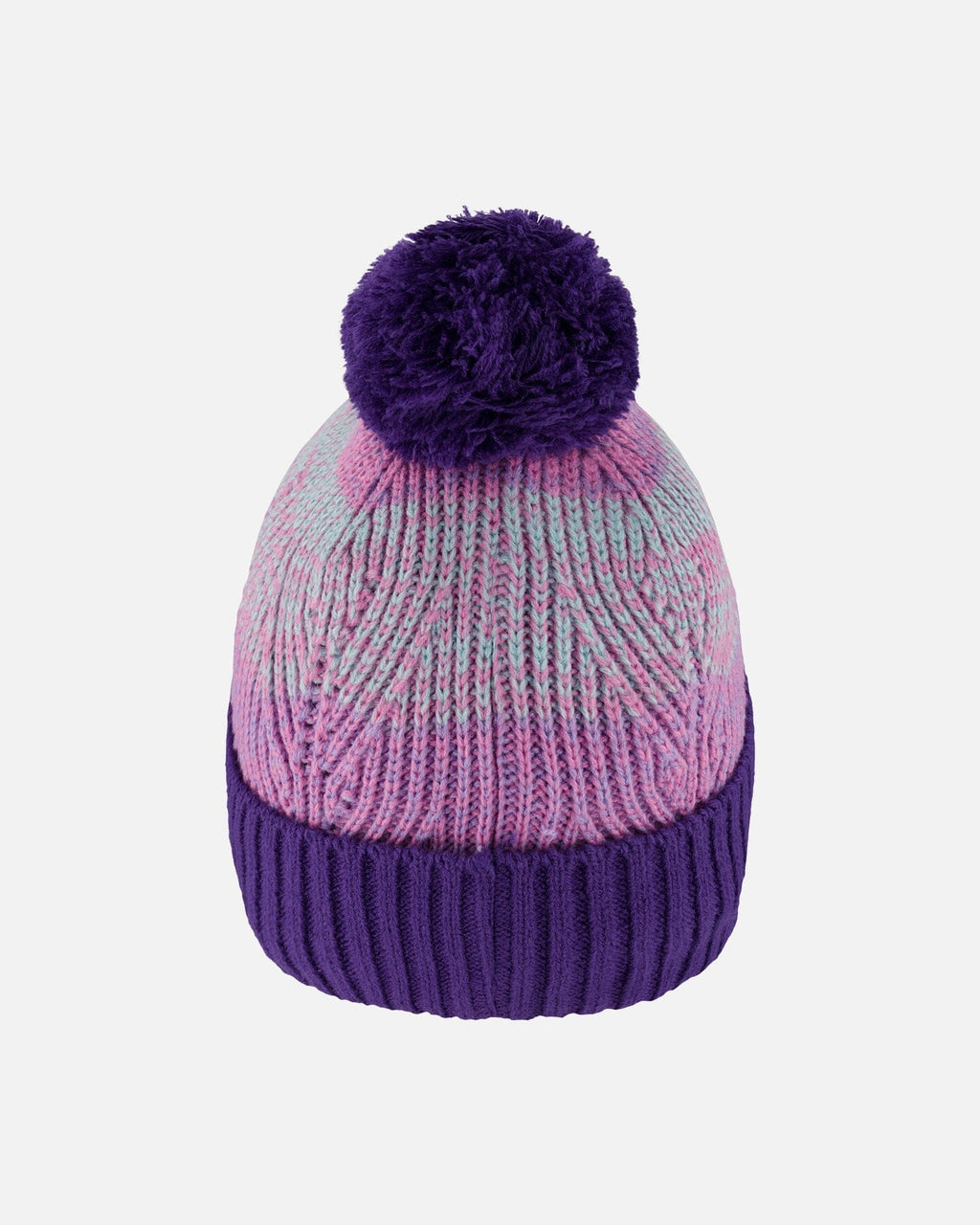 Lined Knit Pompom Hat Purple And Pink