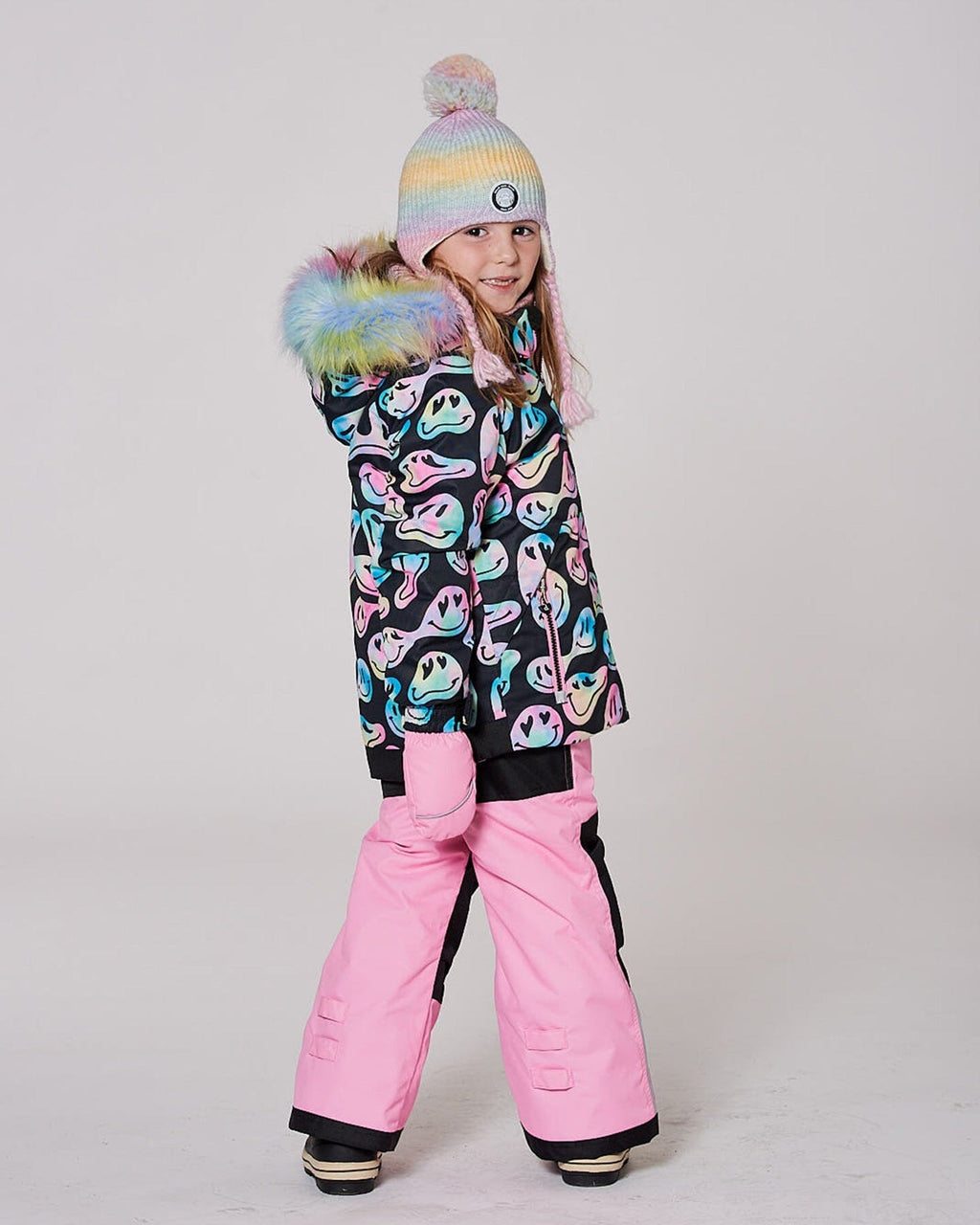 Lined Peruvian Knit Pompom Hat Multicolor