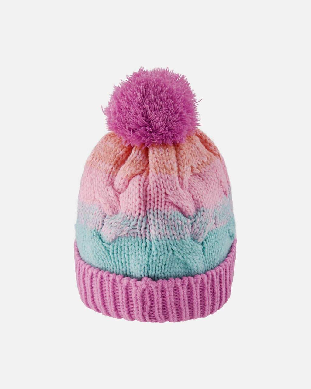 Lined Knit Pompom Hat Pink, Orange And Turquoise