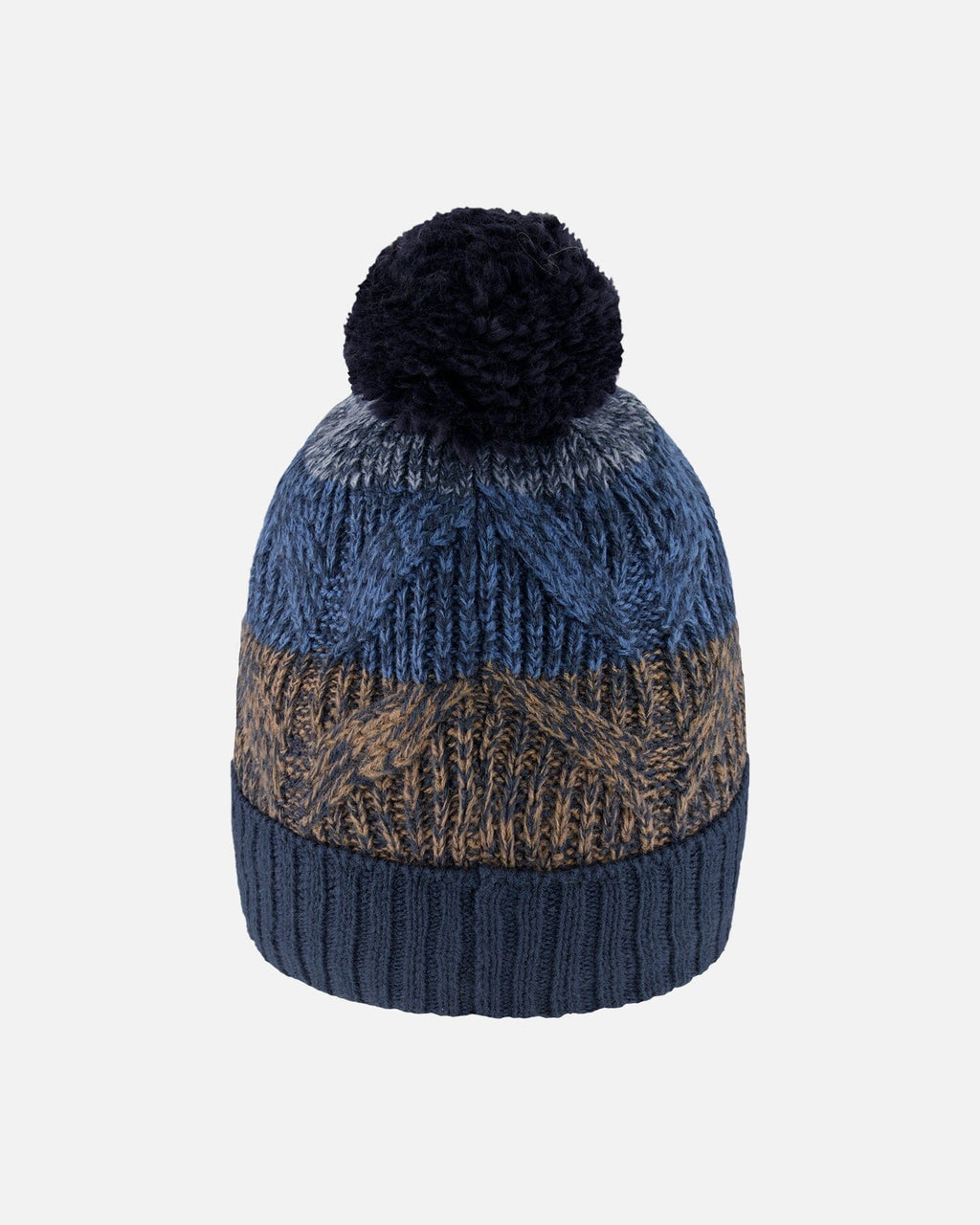 Lined Knit Pompom Hat Taupe And Navy