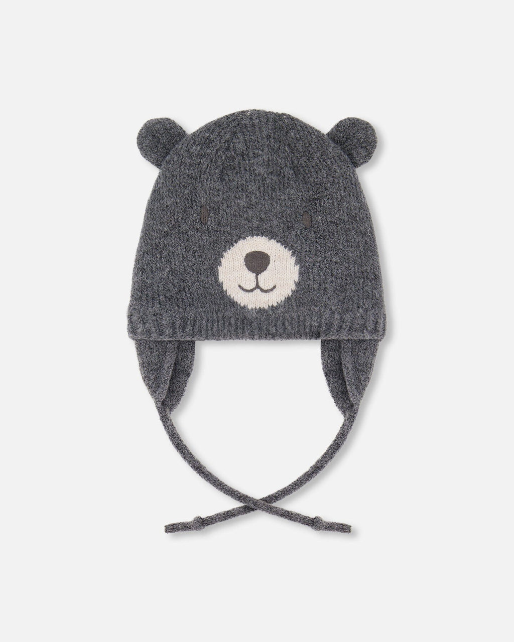 Lined Knit Hat With Ears Gray