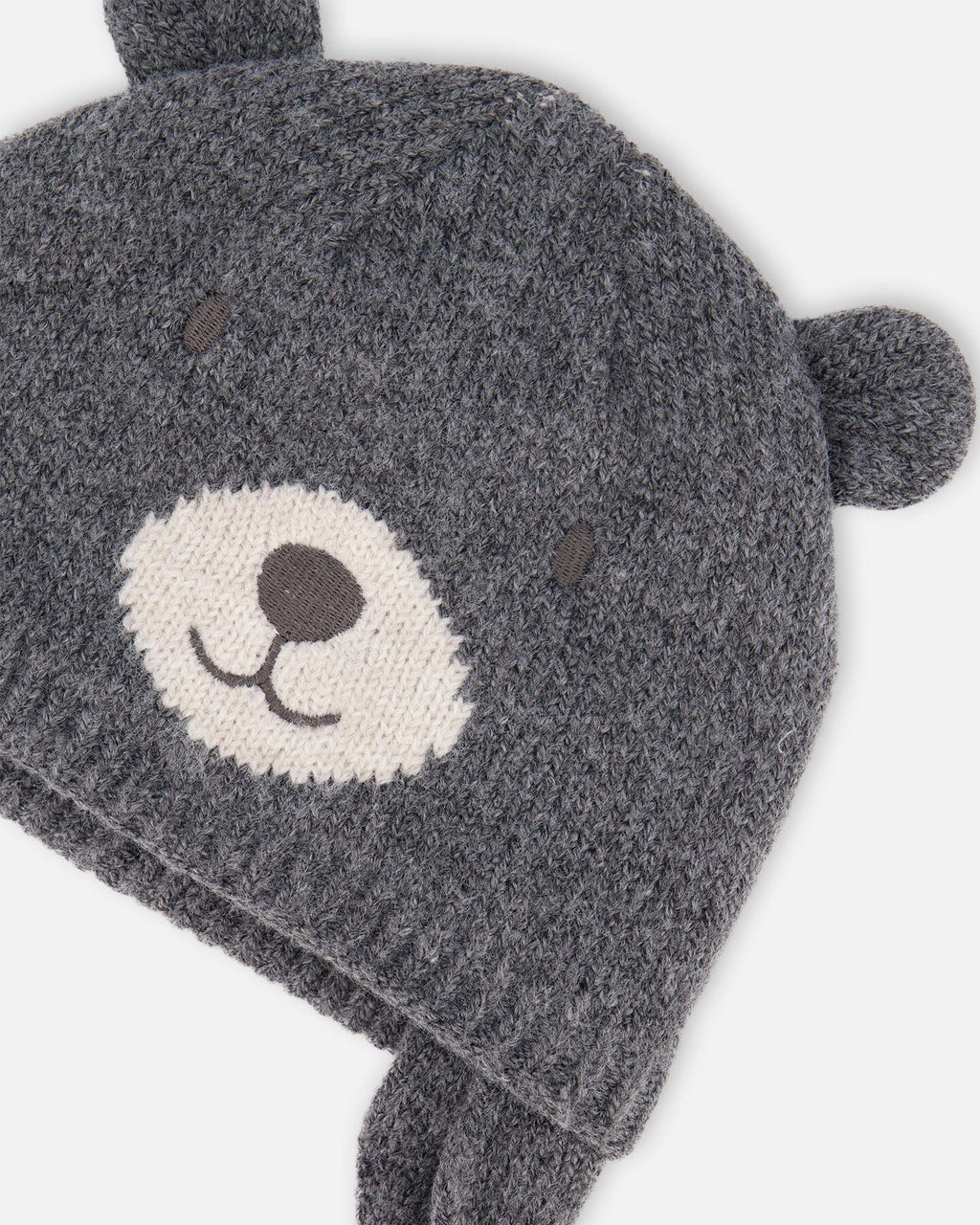 Lined Knit Hat With Ears Gray