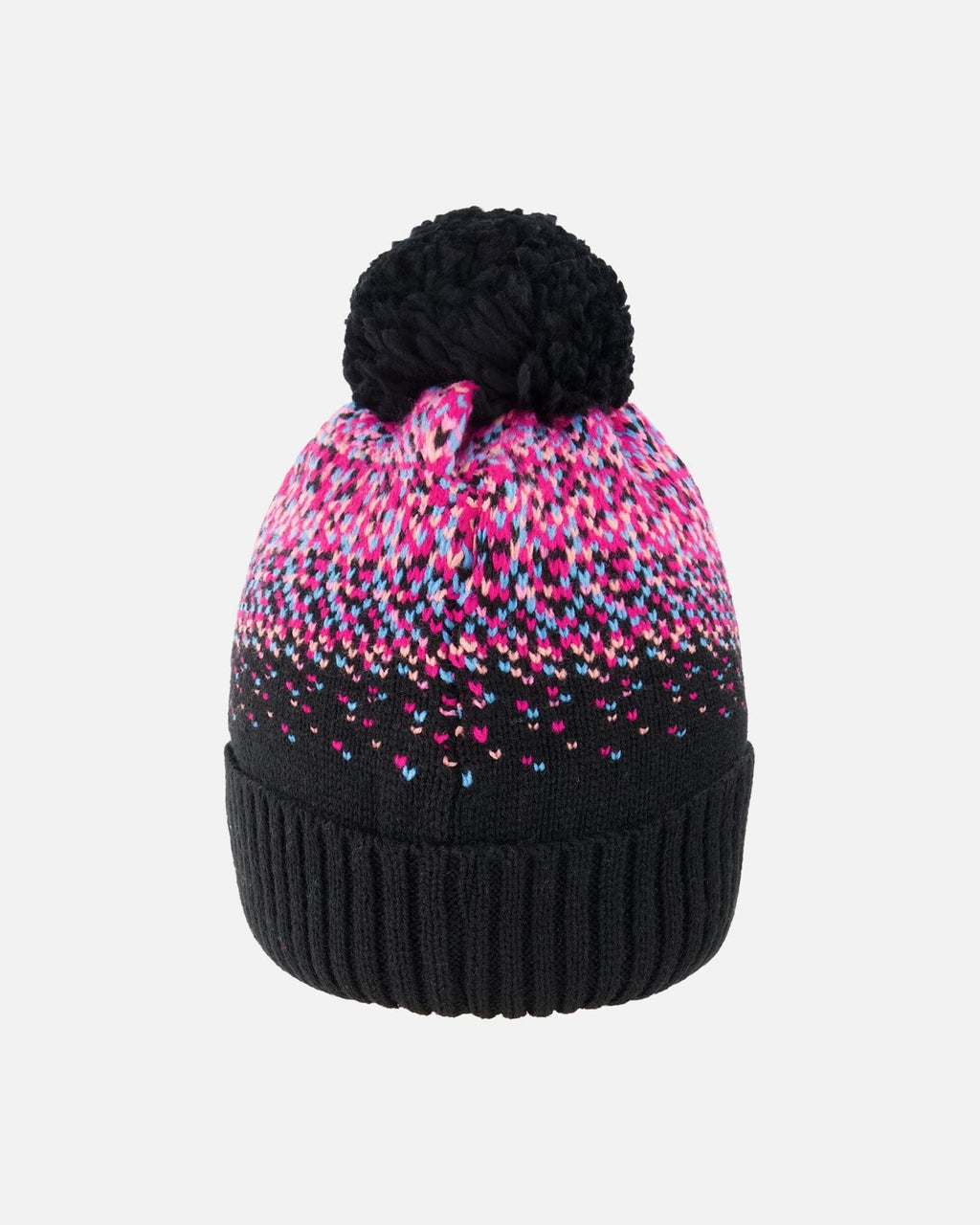 Lined Knit Pompom Hat Black And Pink