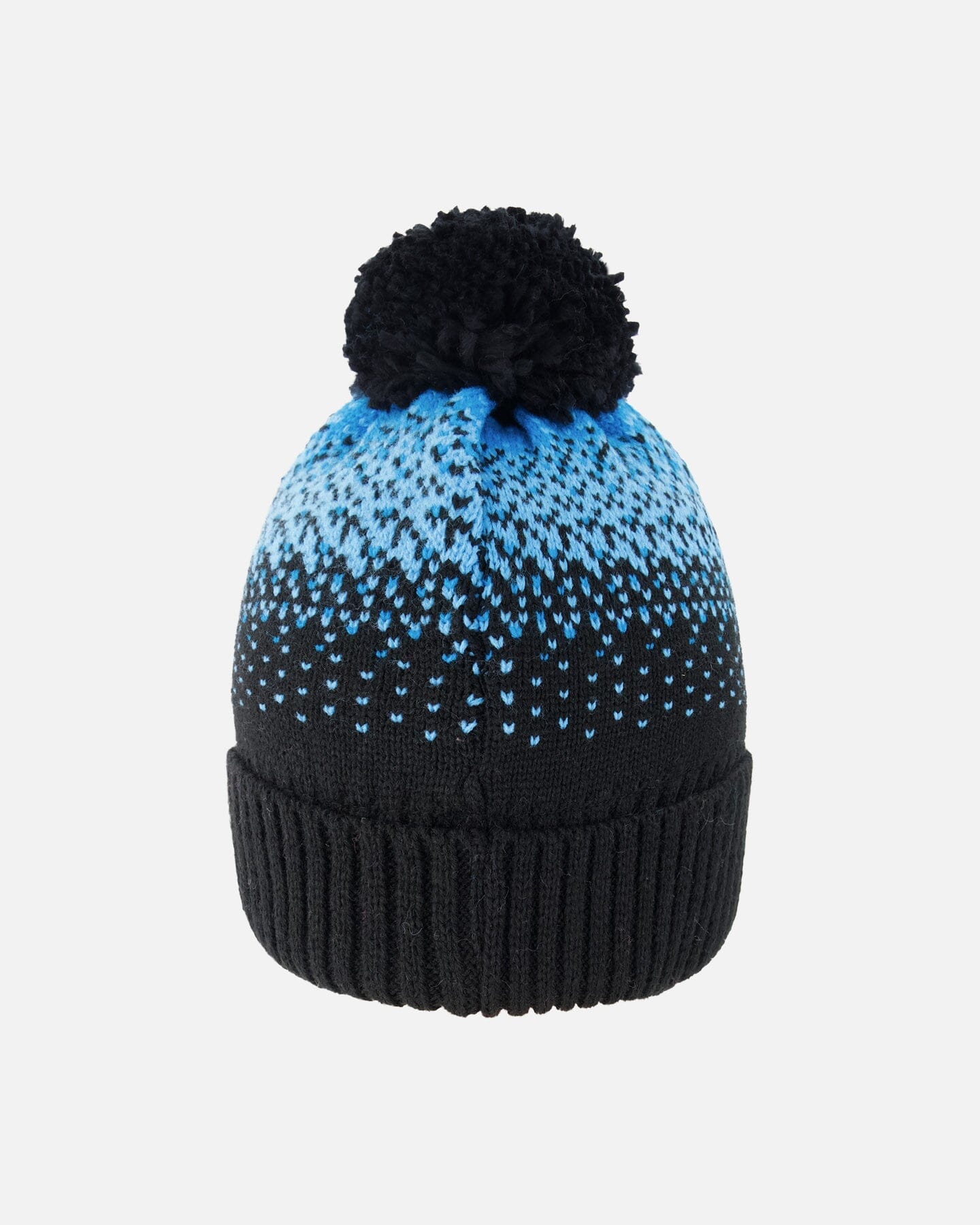 Winter Knit Pompom Hat With Lining Black And Blue
