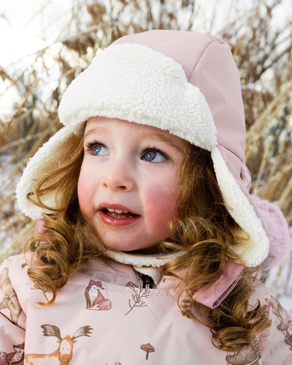 Lined Baby Chapka Dusty Pink