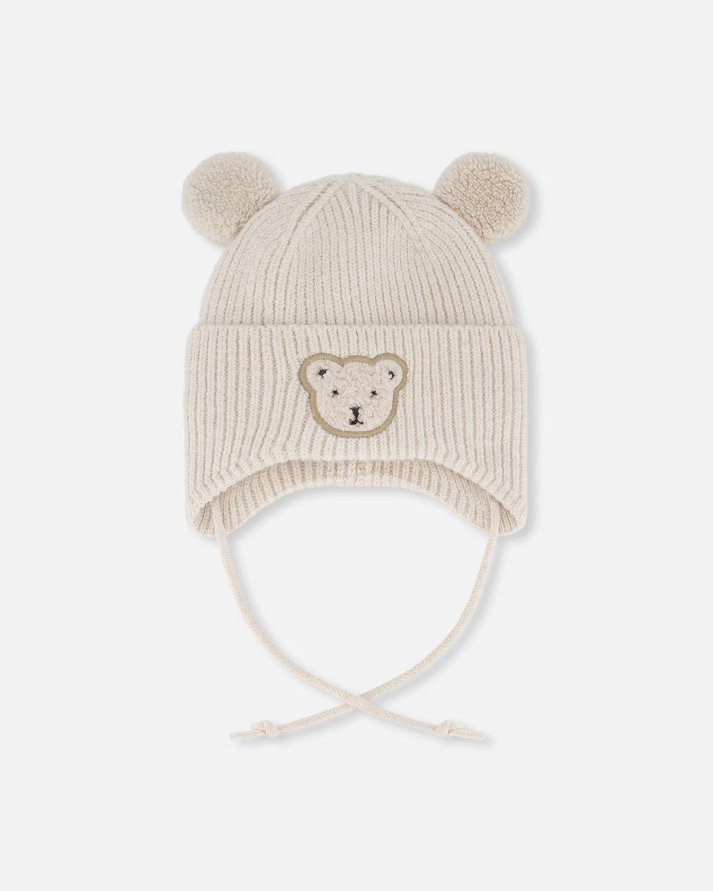 Lined Baby Winter Knit Hat With Ear Flaps Off-White
