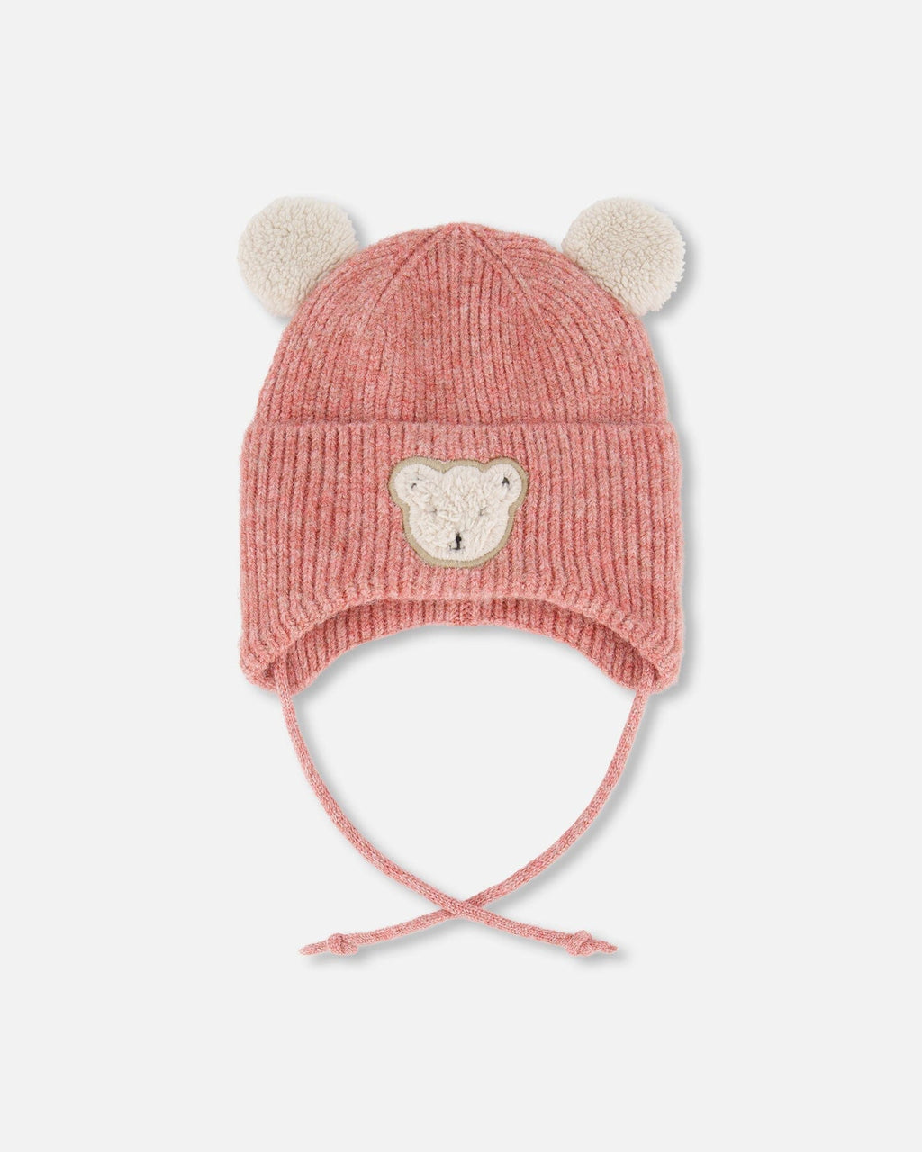 Lined Baby Winter Knit Hat With Ear Flaps Dusty Pink