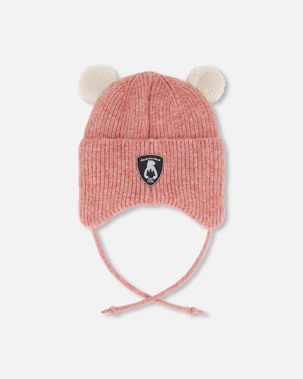 Lined Baby Winter Knit Hat With Ear Flaps Dusty Pink