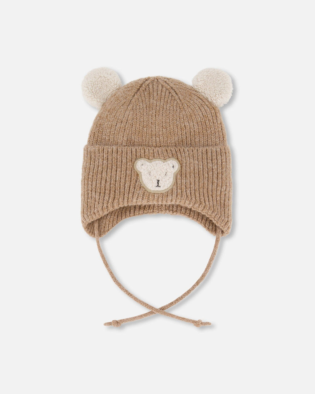 Lined Baby Winter Knit Hat With Ear Flaps Brown