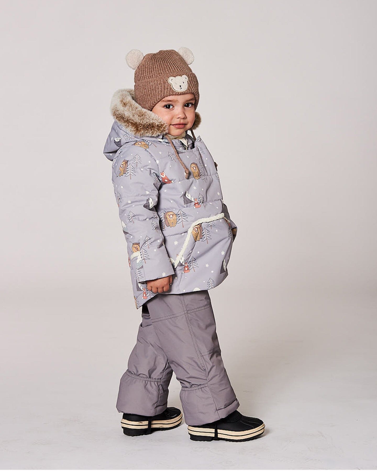 Lined Baby Winter Knit Hat With Ear Flaps Brown