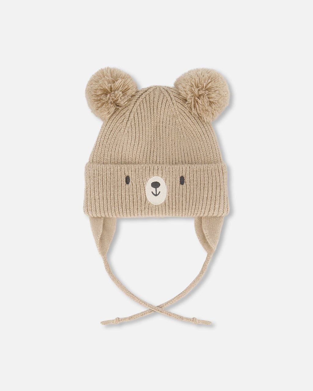 Lined Baby Knit Hat With Pompoms Chanterelle