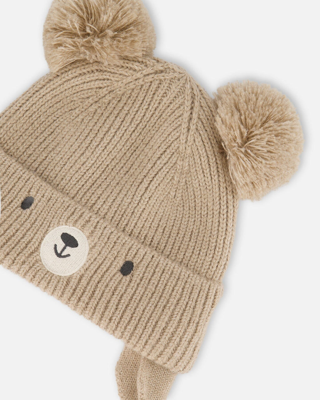 Lined Baby Knit Hat With Pompoms Chanterelle