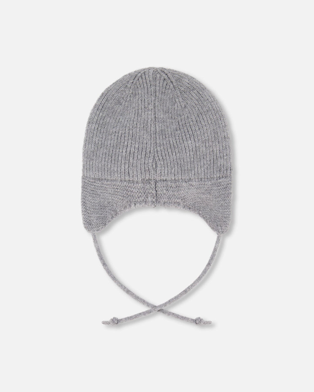 Lined Baby Knit Hat With Ears And Strings Heather Gray