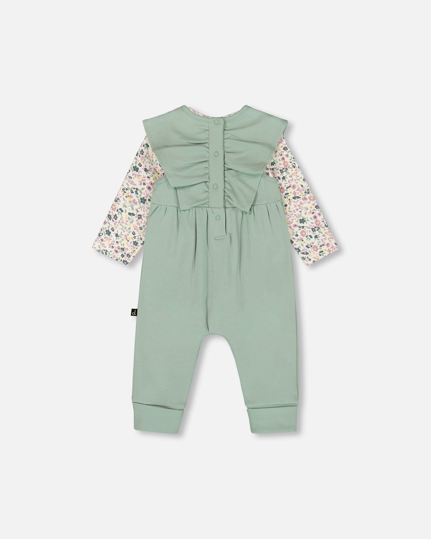 Organic Cotton Bodysuit And Sleeveless Overalls Set Jade Green
