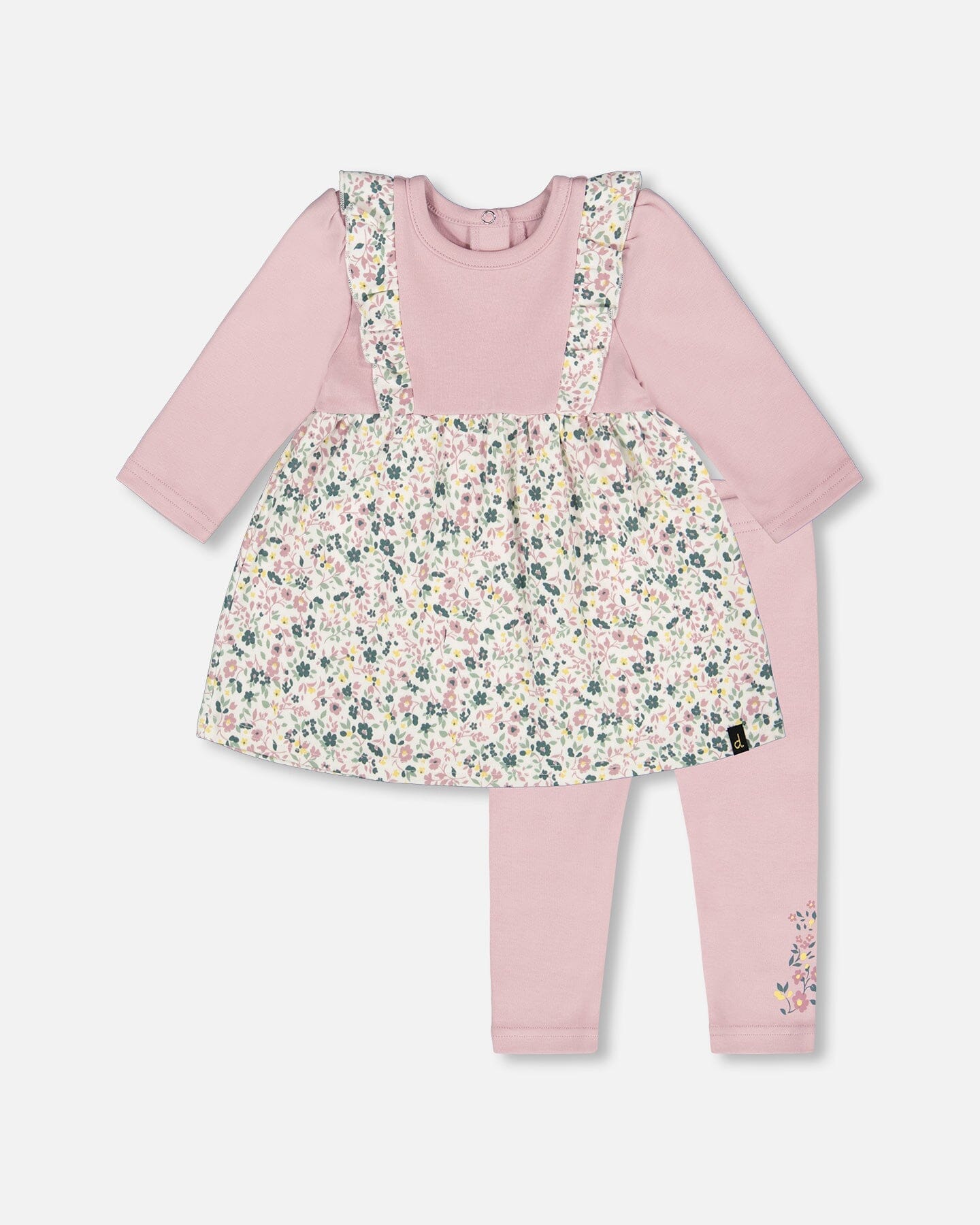 Organic Cotton Bi-Material Tunic And Leggings Set Neutral Purple