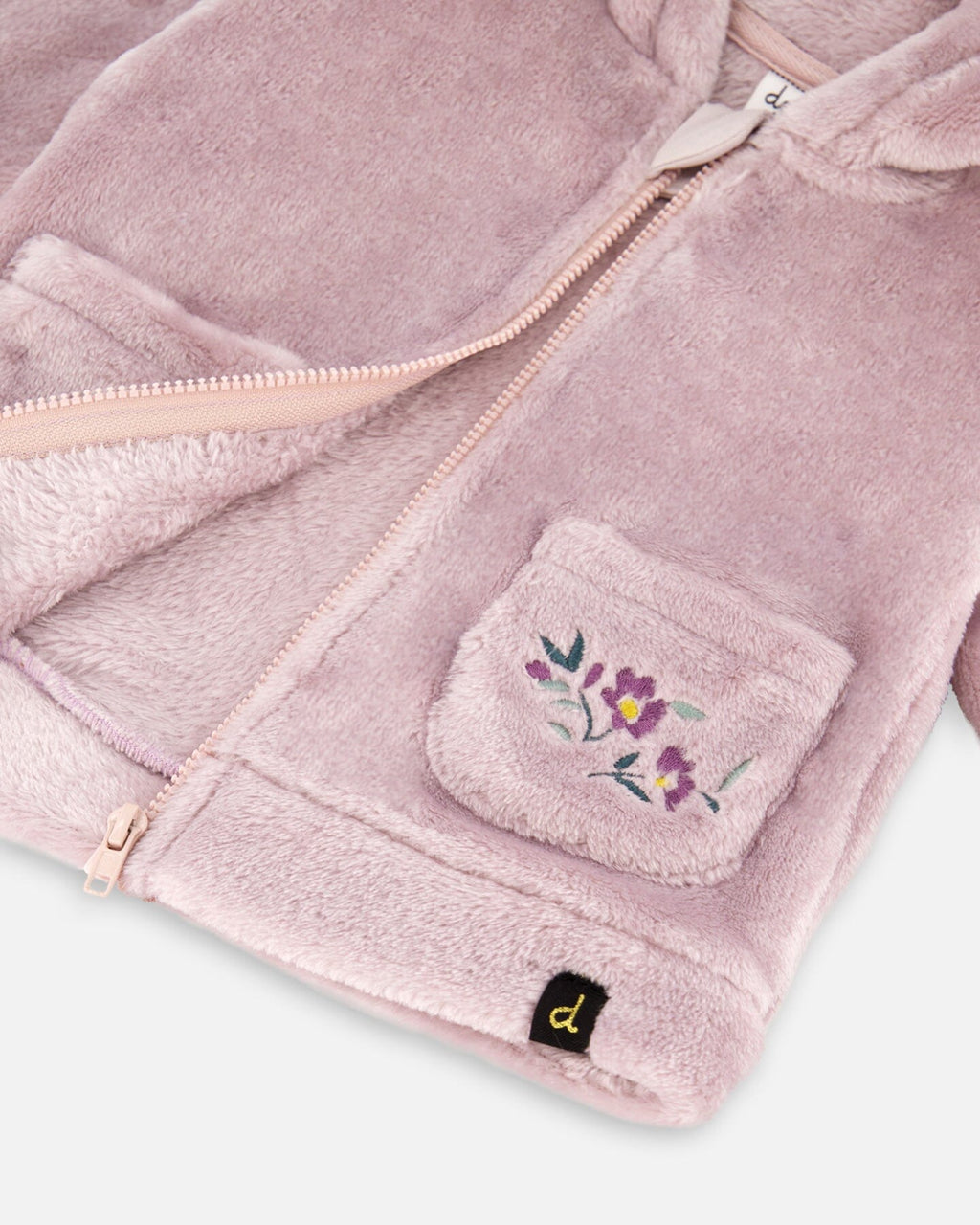 Hooded Zip Plush Jacket Neutral Purple