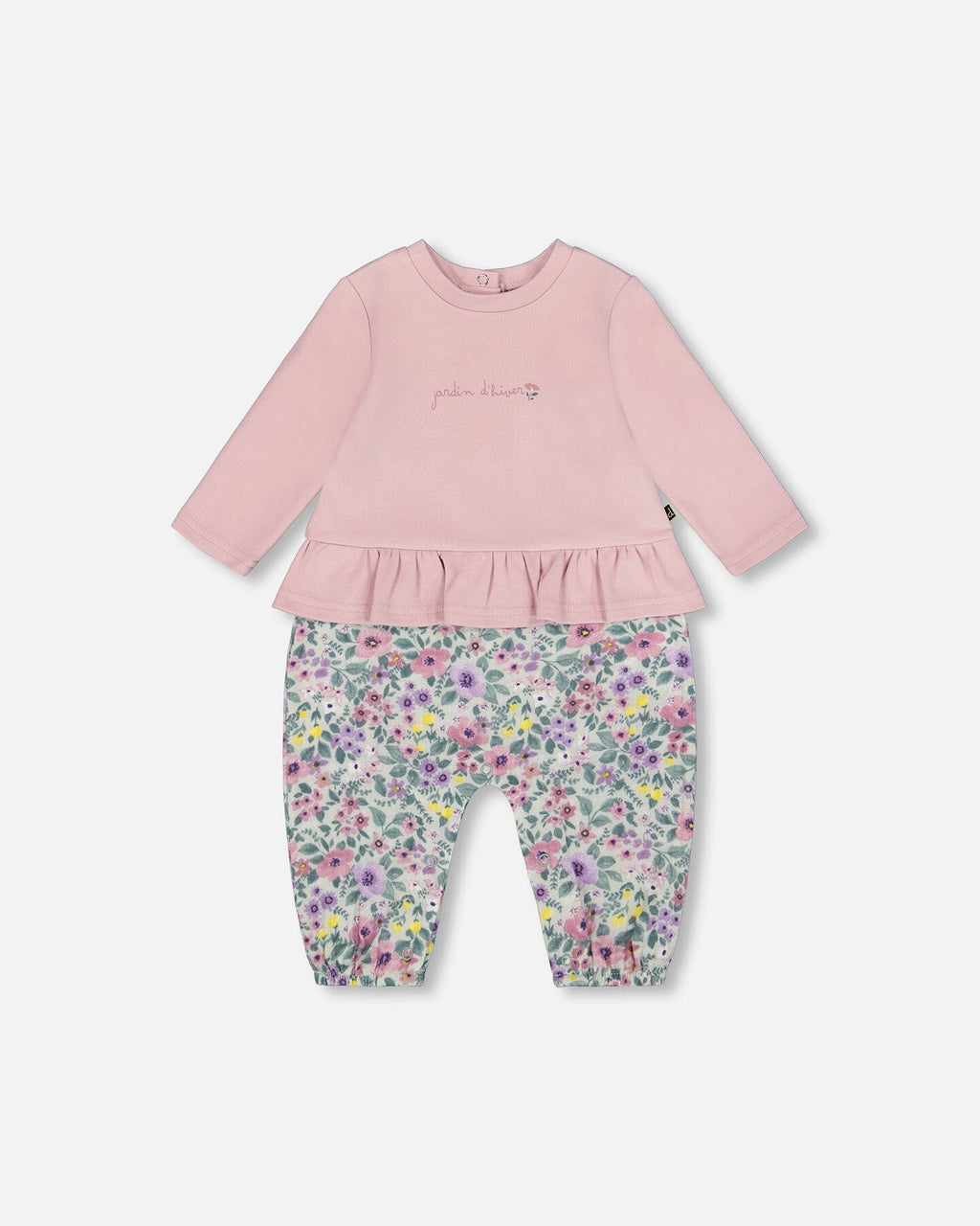 Organic Cotton Bi-Material Romper Neutral Purple