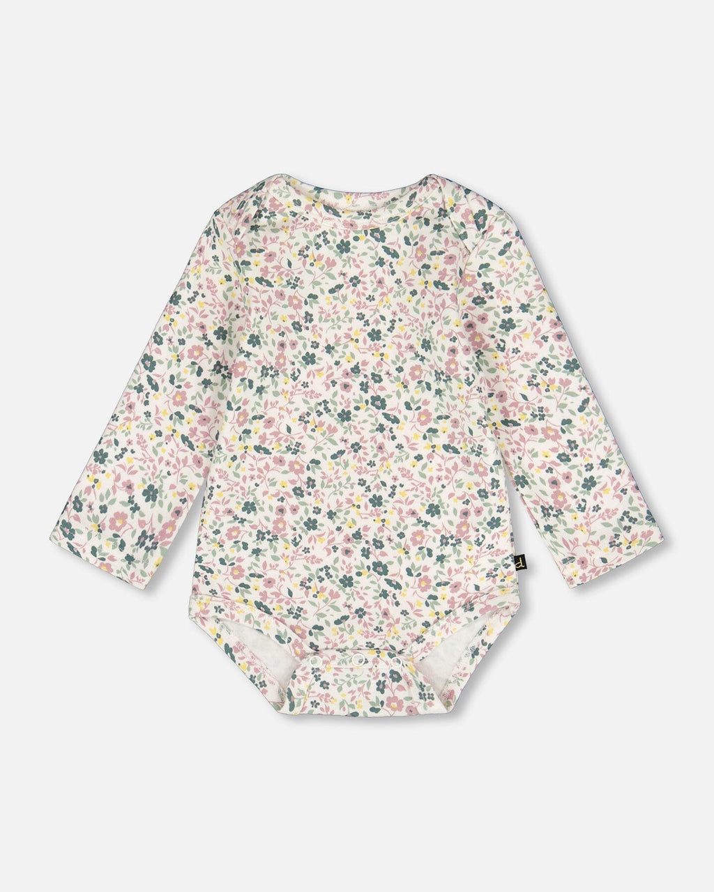 Organic Cotton Long Sleeve Romper Off-White Floral