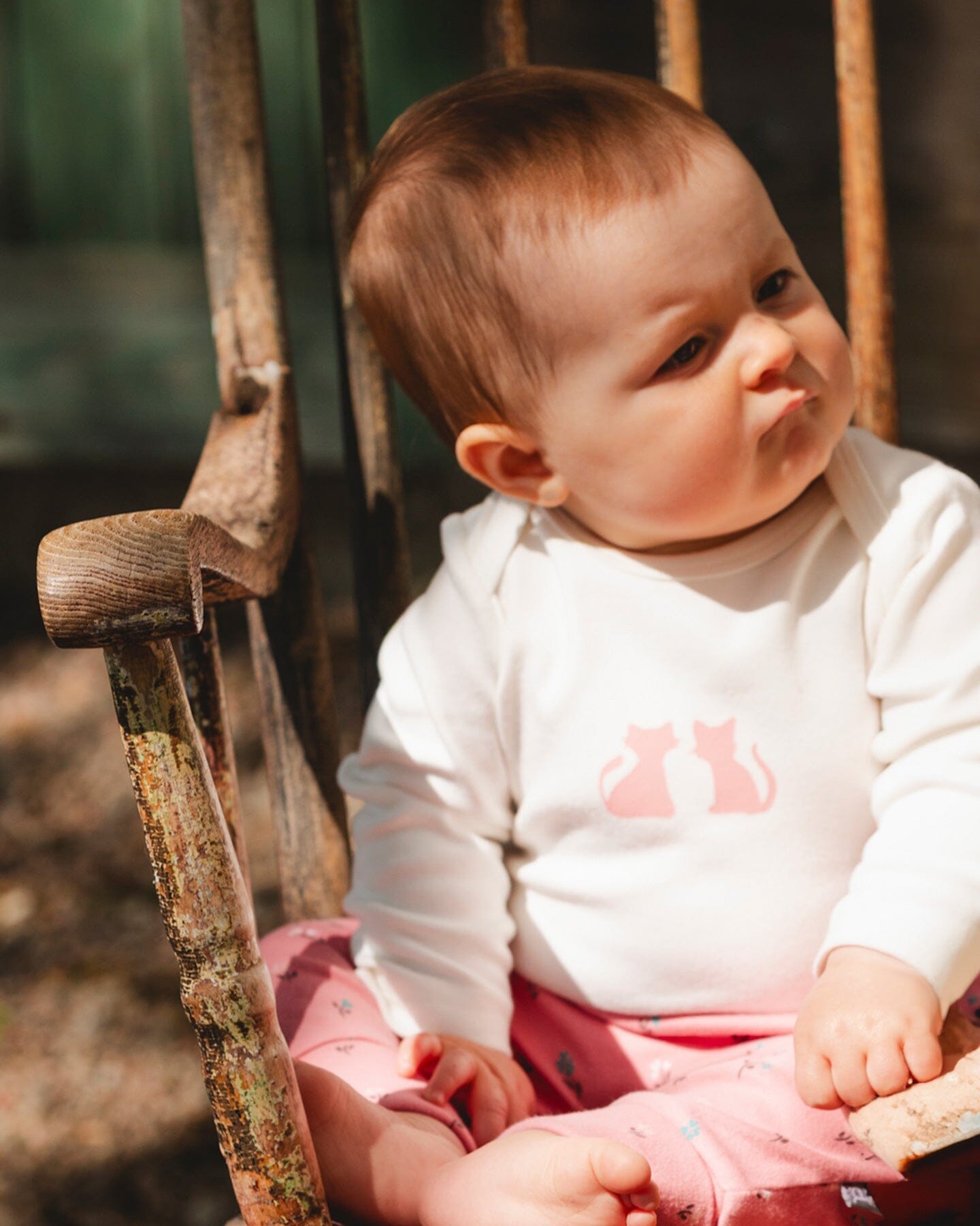 Organic Cotton Long Sleeve Romper Off-White Floral