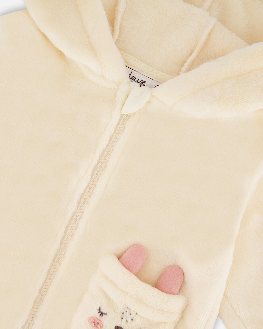 Plush Hooded Jacket Off White