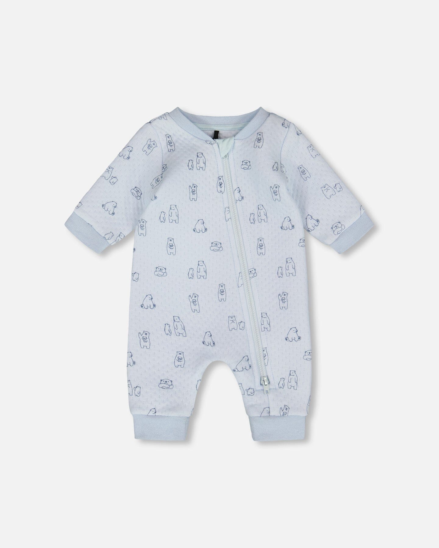 Organic Cotton One-Piece And Baby Romper Blue Bear Print