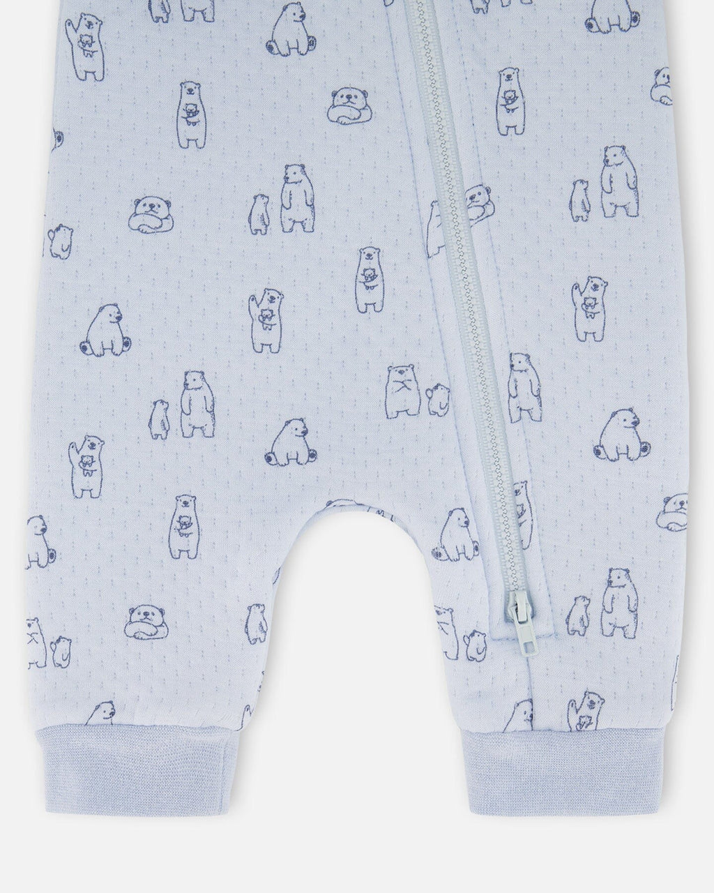 Organic Cotton One-Piece And Baby Romper Blue Bear Print