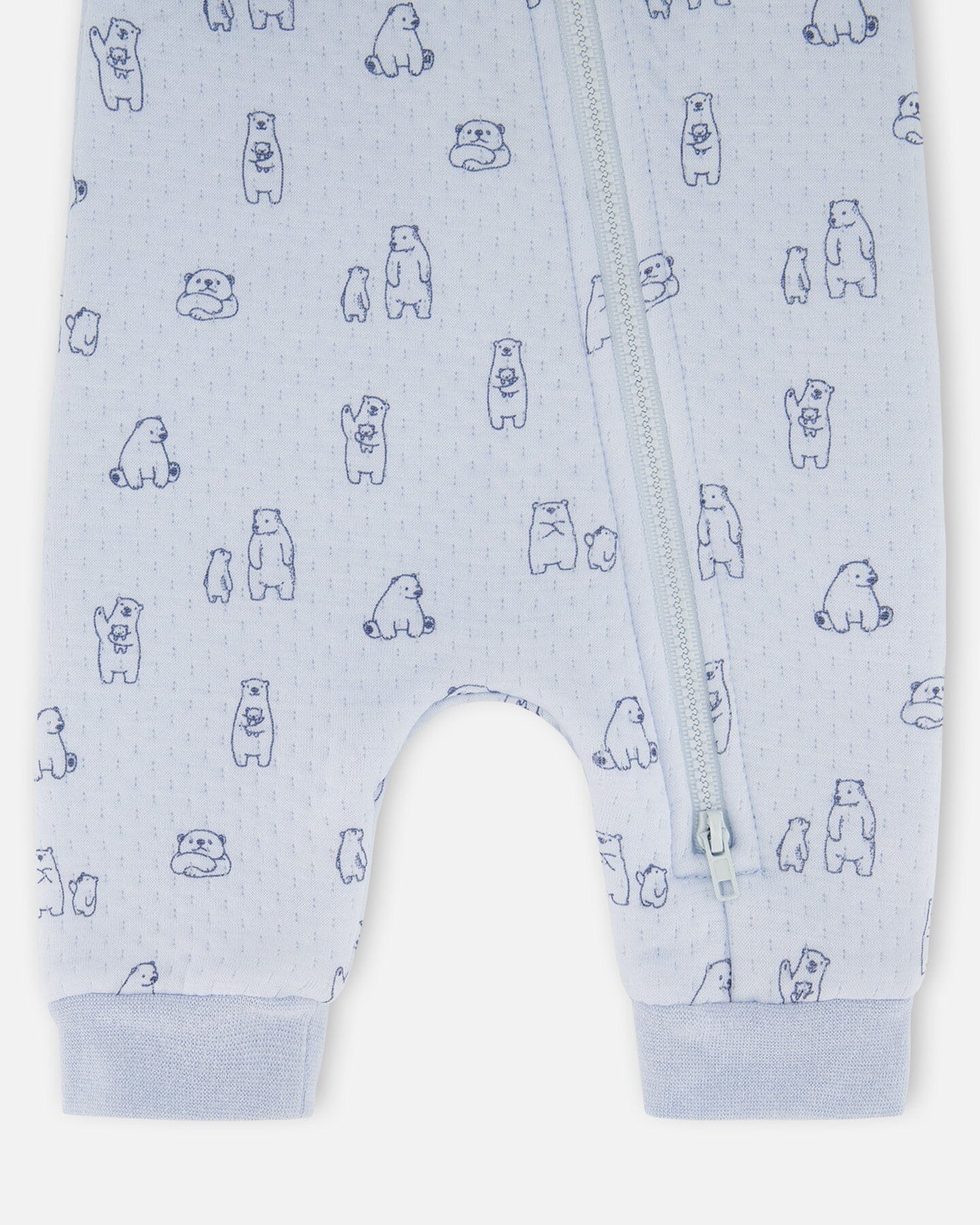 Organic Cotton One-Piece And Baby Romper Blue Bear Print
