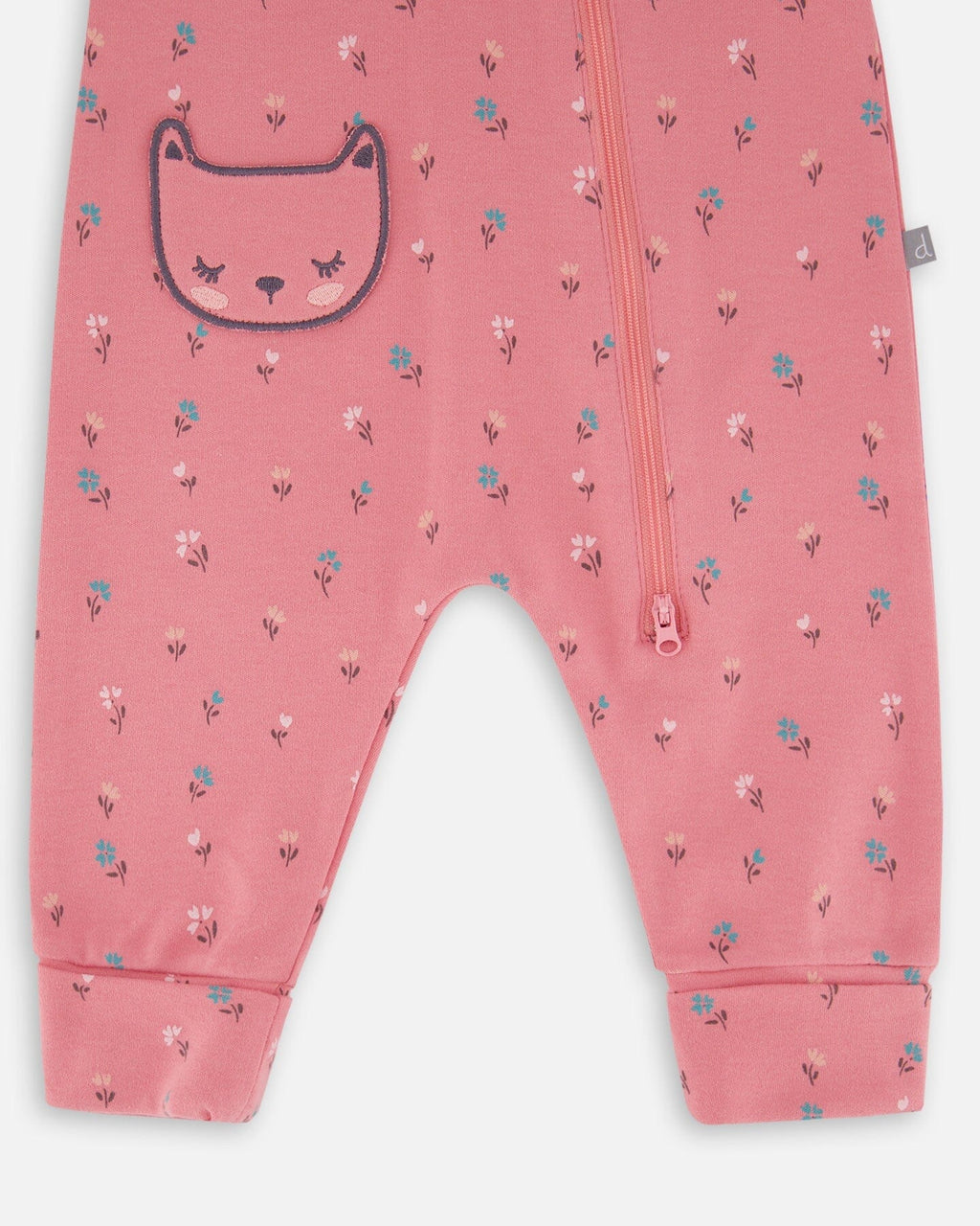 Organic Cotton Zipped Romper Pink Floral