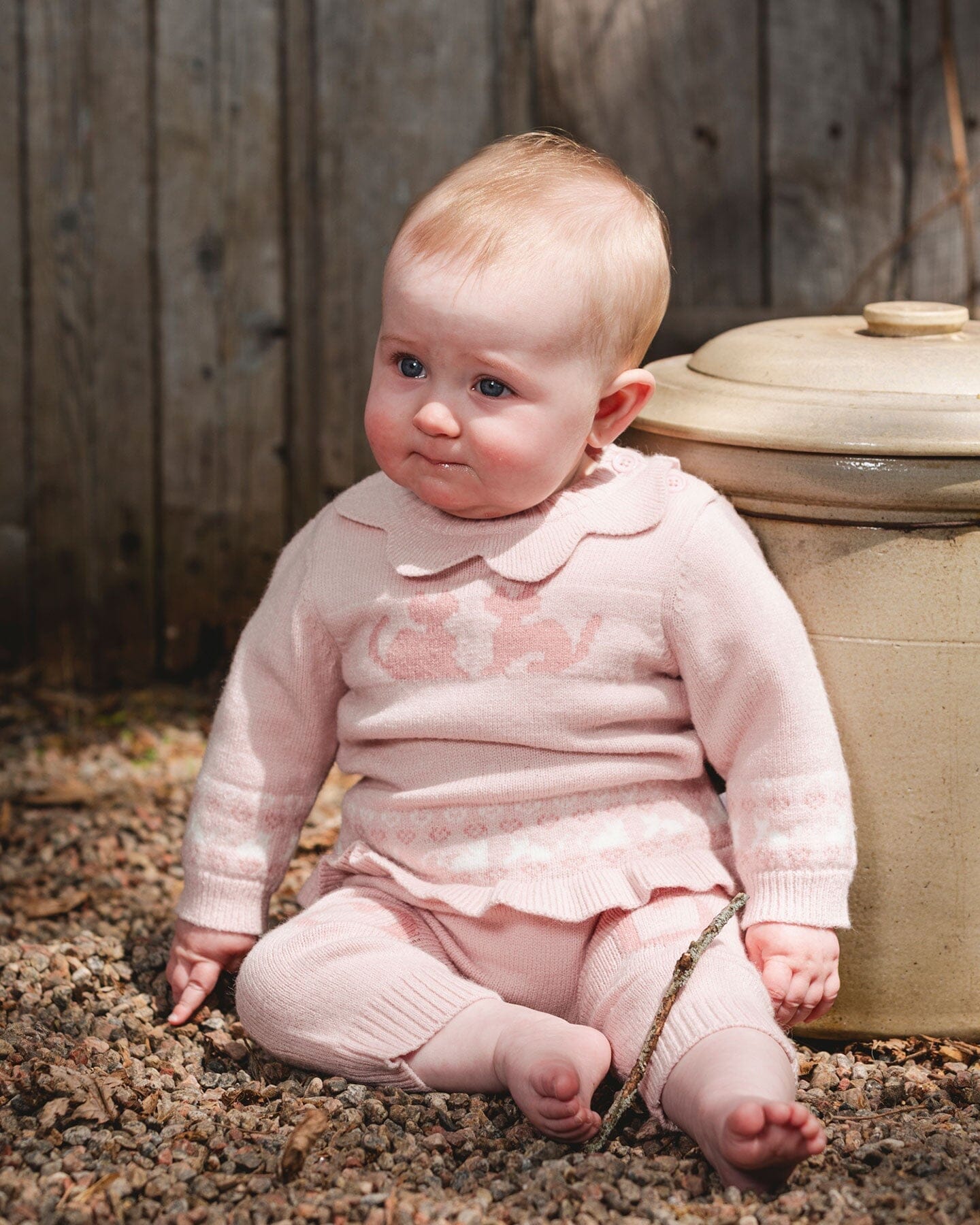 Knitted Top And Pant Set Light Pink