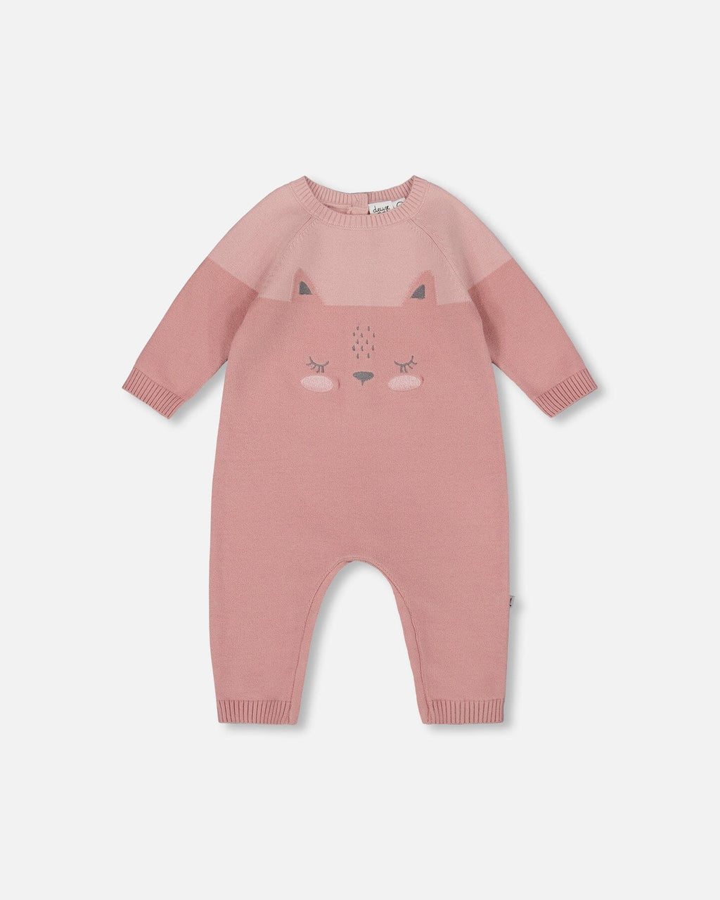 Knitted Bi-Color Cat Romper Old Pink