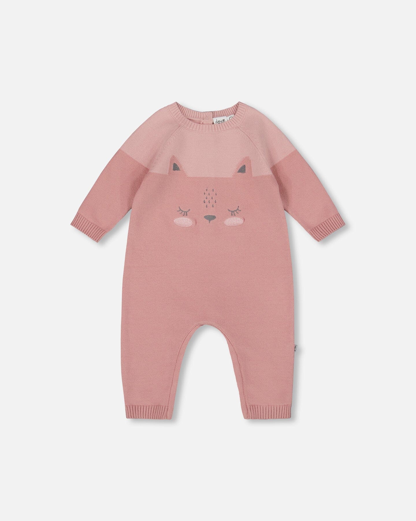 Knitted Bi-Color Cat Romper Old Pink