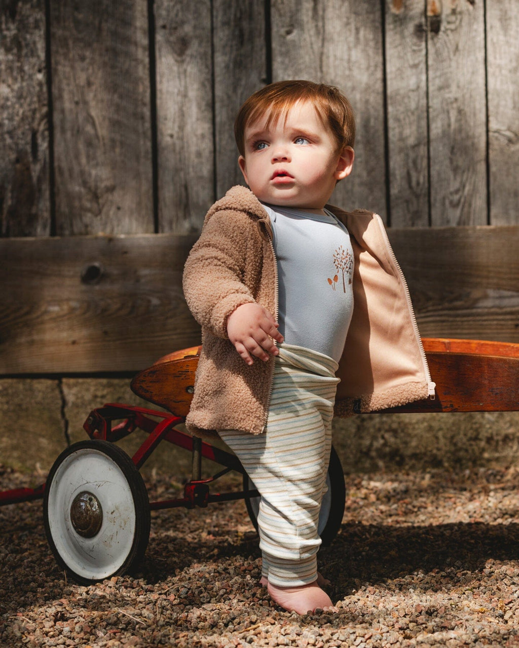 Organic Cotton Evolutive Pants Striped Heather Beige And Gray