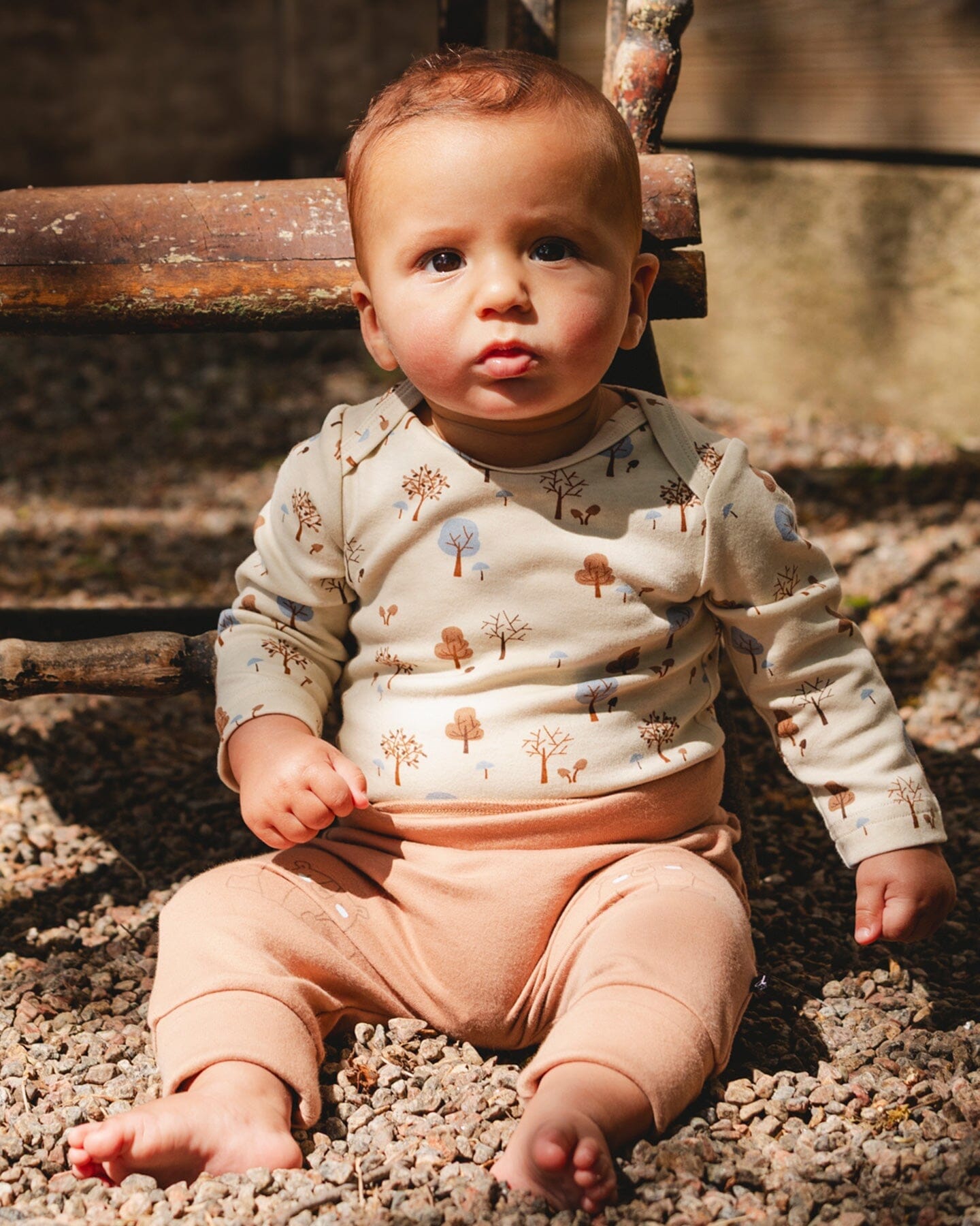 Organic Cotton Evolutive Pants Brown With Bears