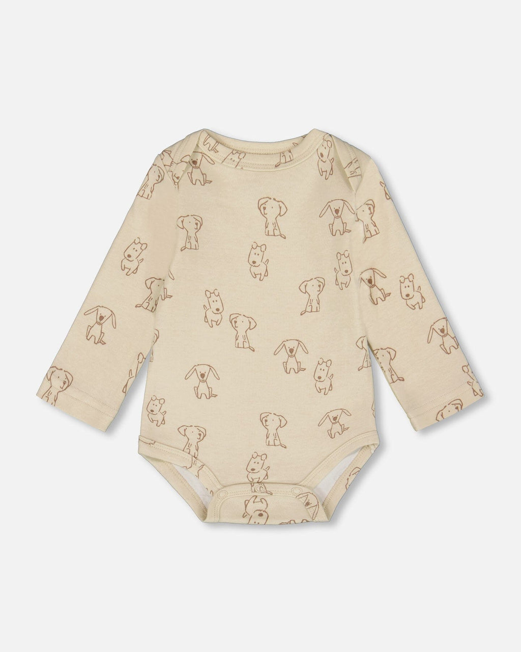 Organic Cotton Onesie Beige Puppy Print
